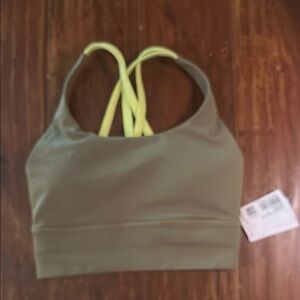 Lululemon new w tag long line energy bra size 2. Olive green